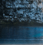 Melissani Cave entrance with boat tour